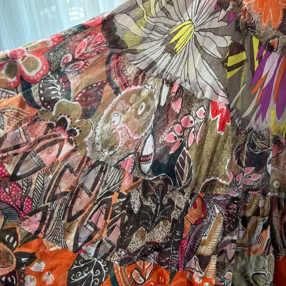 Vintage Cato Patchwork Tiered Multicolor Floral Paisley Scarf Skirt Boho 18-20 - Picture 3 of 10